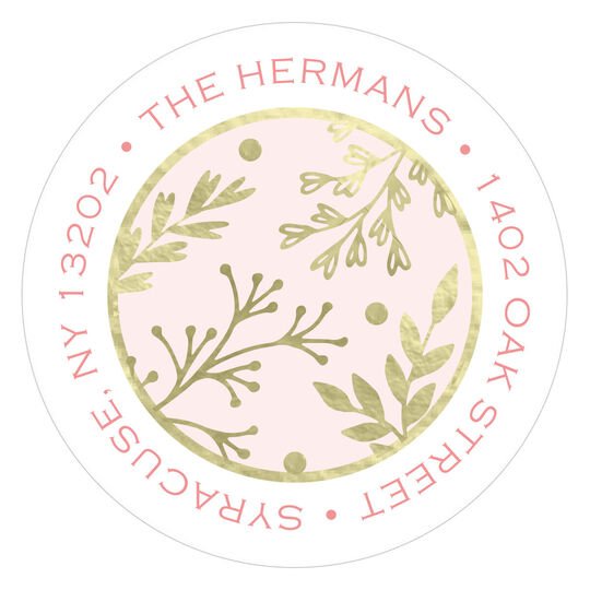 Gilded Garden Round Address Labels